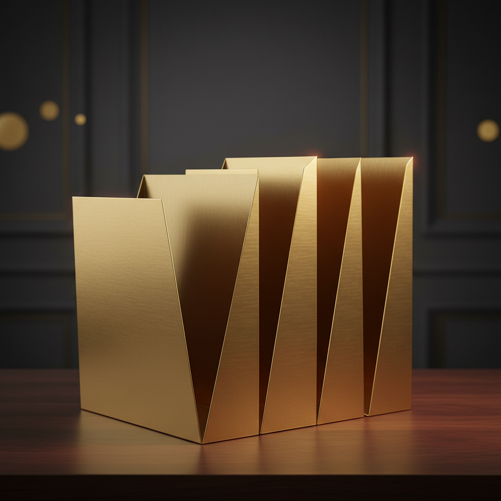 | Gold Cardboard Magazine File Holder Set of 4 | Vertical Magazine File Holder for Shelves | Standing File Holder Desk Organizer