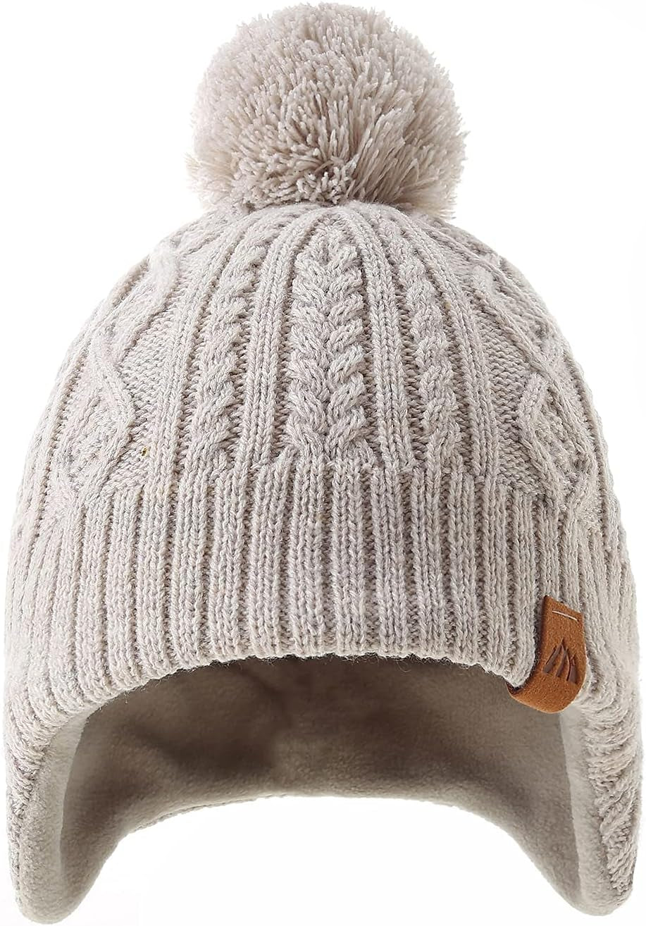 Boys Winter Hat Earflap Knitted Beanie for Kids Warm Fleece Lined Thicken Hat for Baby