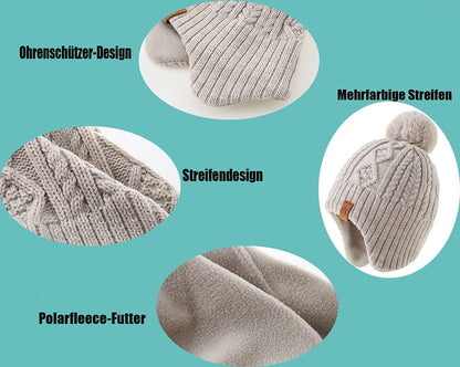 Boys Winter Hat Earflap Knitted Beanie for Kids Warm Fleece Lined Thicken Hat for Baby