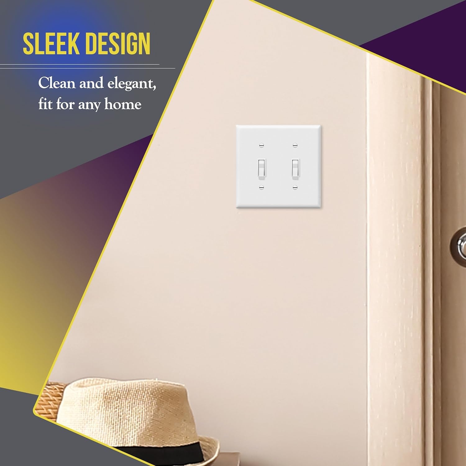 Double Toggle Light Switch Wall Plate, Size 2-Gang 4.50" X 4.57", Unbreakable Polycarbonate Thermoplastic, 8812-W-10PCS, White (10 Pack)