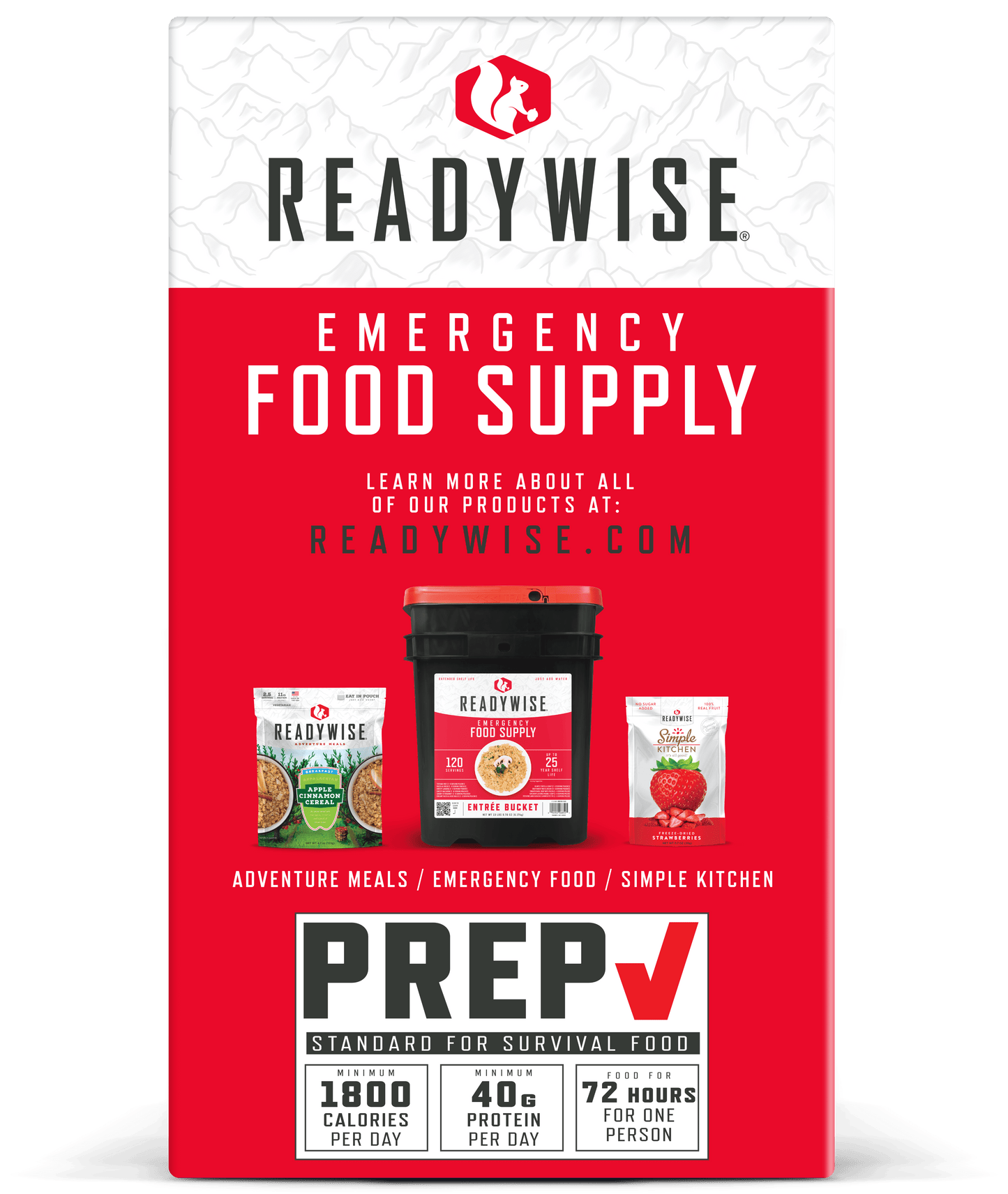 72-Hour Emergency Food Supply Freeze-Dried 30 Servings 25-Year Shelf Life 3 Lbs 2.85 Oz