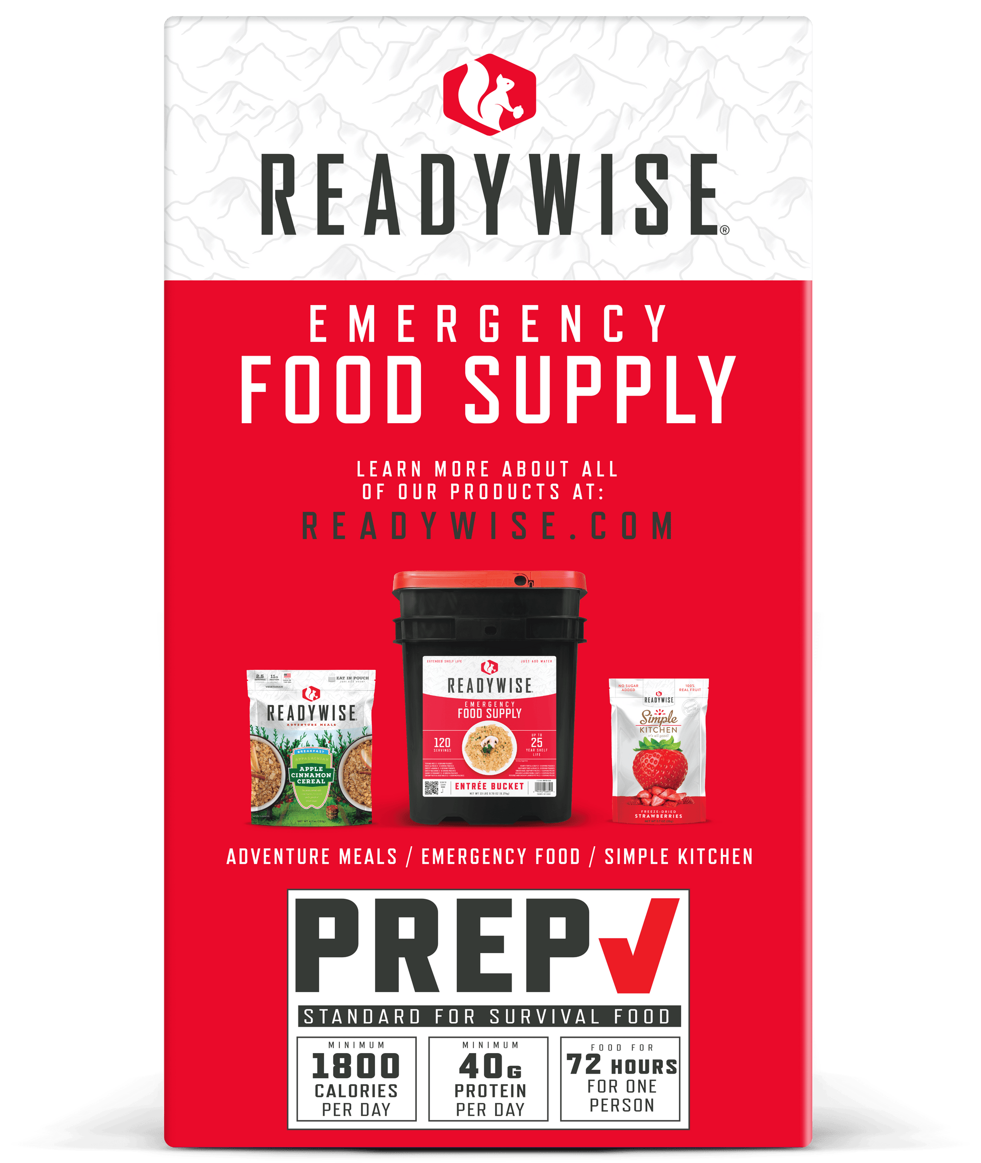 72-Hour Emergency Food Supply Freeze-Dried 30 Servings 25-Year Shelf Life 3 Lbs 2.85 Oz