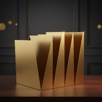 | Gold Cardboard Magazine File Holder Set of 4 | Vertical Magazine File Holder for Shelves | Standing File Holder Desk Organizer