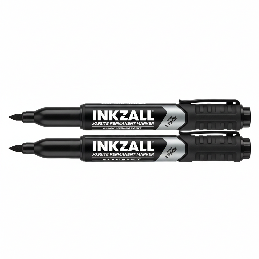 INKZALL Black Medium Point Jobsite Permanent Marker (2-Pack)
