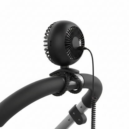 Mini Handheld Personal Portable Fan, Baby Stroller Fan, Car Seat Fan, USB or Battery Powered, with Flexible Tripod Clip on Student Bed Desk Bike Crib Treadmill Camping Traveling(Black)